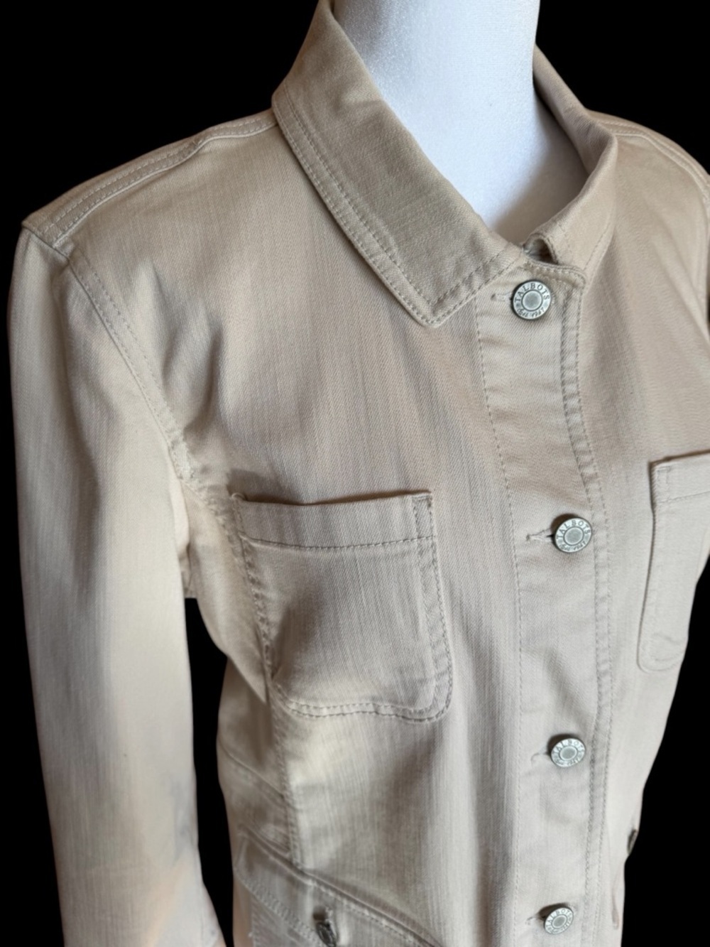 Talbots Petite Light Beige Jean Jacket with Front Buttons